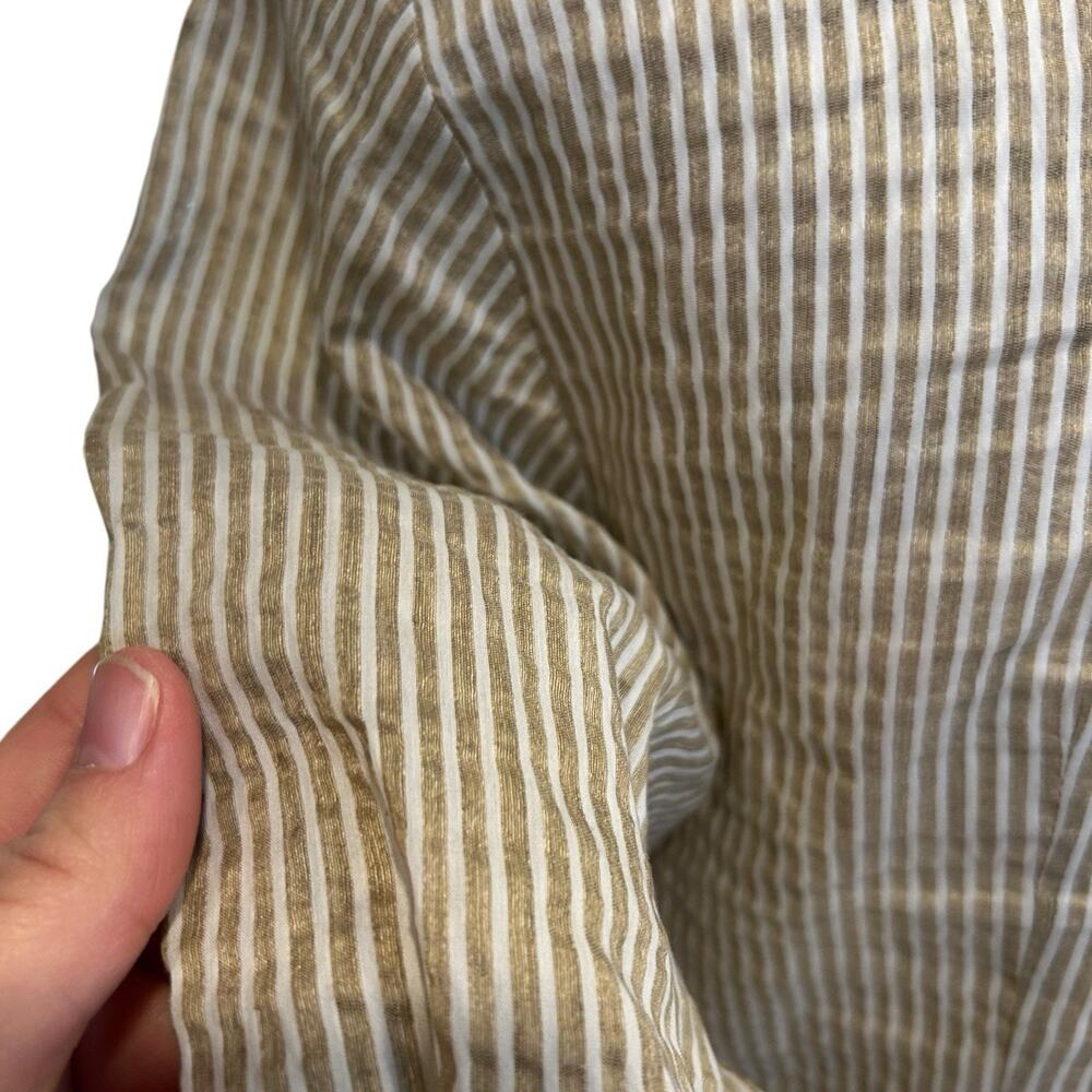 Vintage 90s Metallic Gold Stripe Wrap Blouse Ruffle Collar Bishop Sleeve Size 4 - Picture 11 of 14